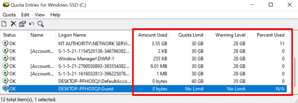 13 view disk quota usage limit windows 11