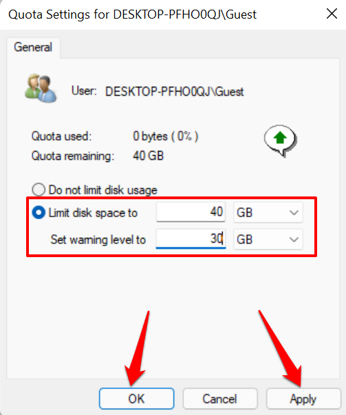 20 adjust disk quota limit windows