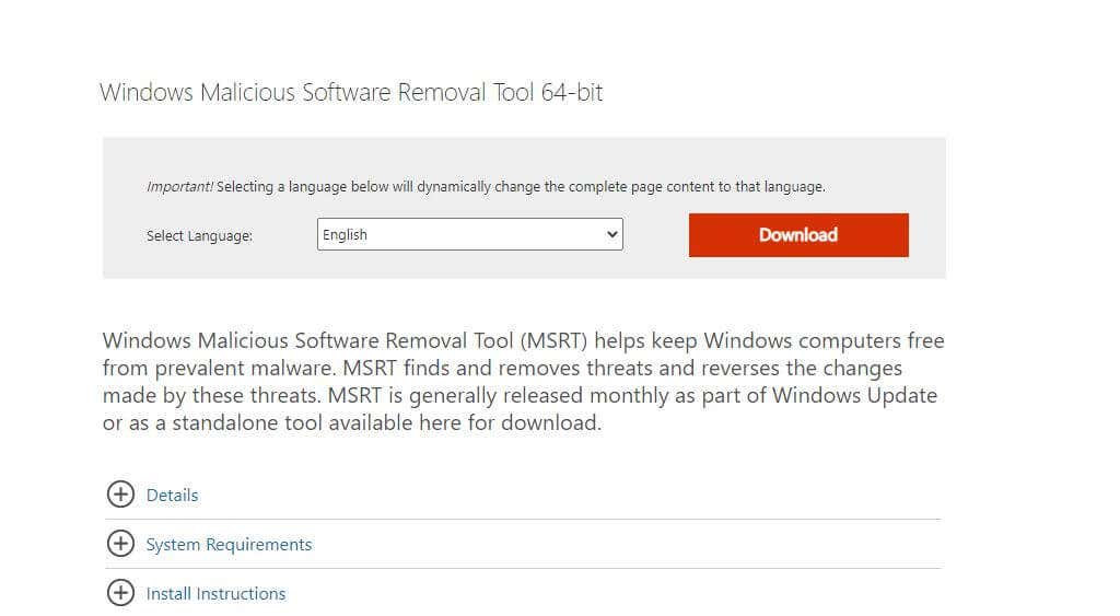 Malicious Removal Software Tool 