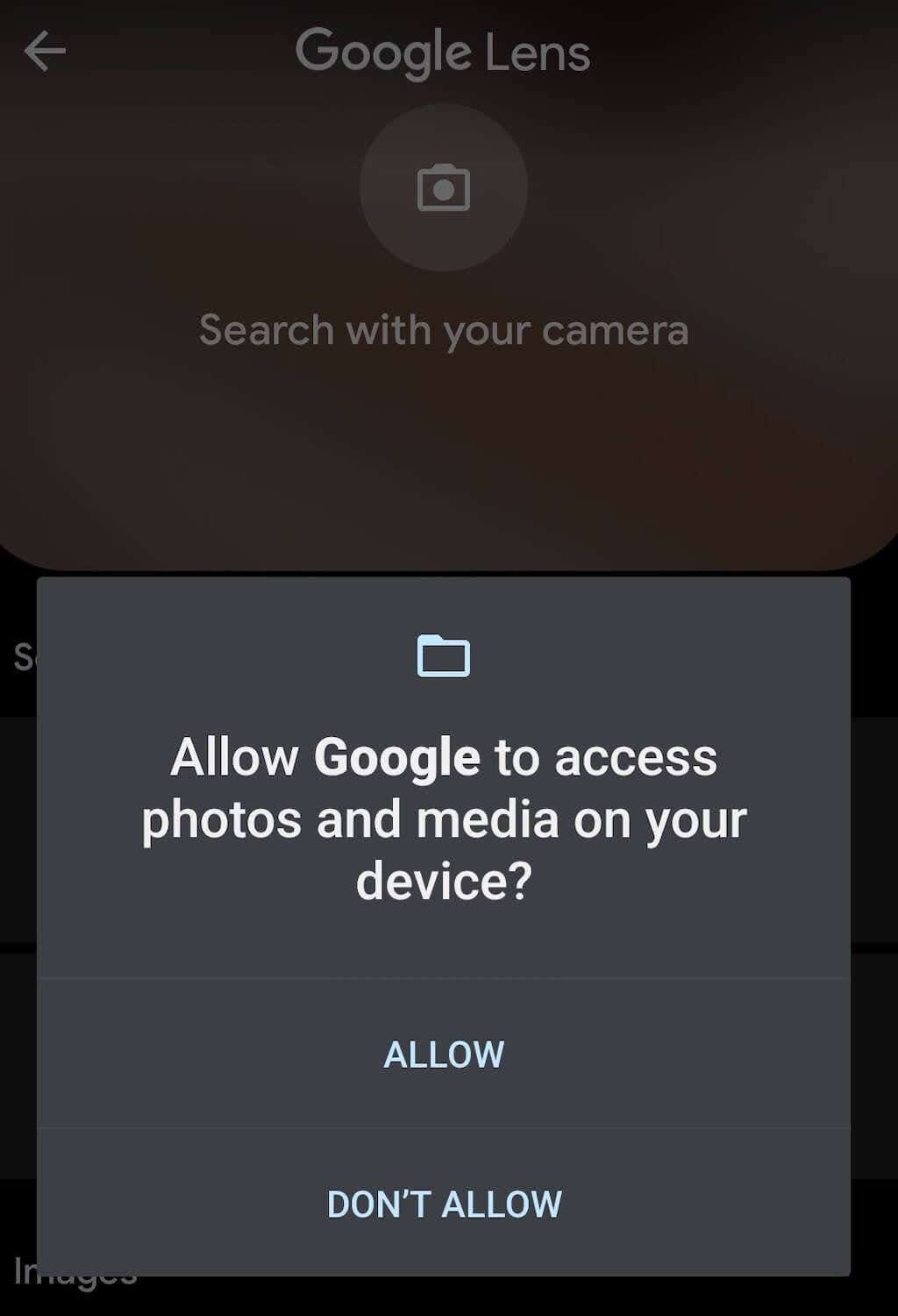 How do I enable Google Lens to search my photos?
