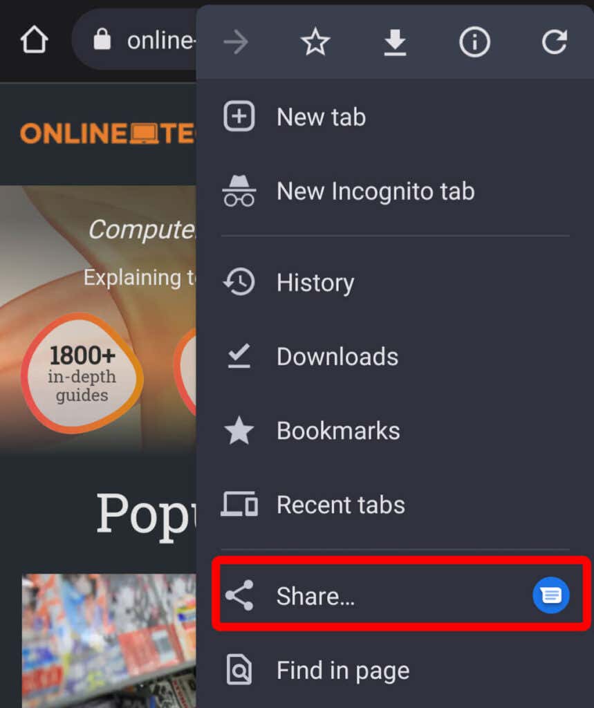 How to Use the Share Button in Google Chrome for Android image 3