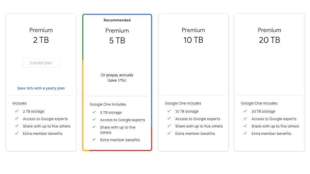 Google photos store storage pricing