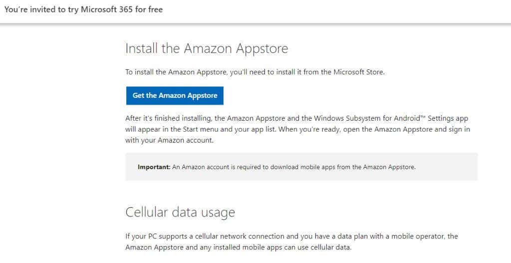 Install mobile apps and the  Appstore on Windows - Microsoft Support