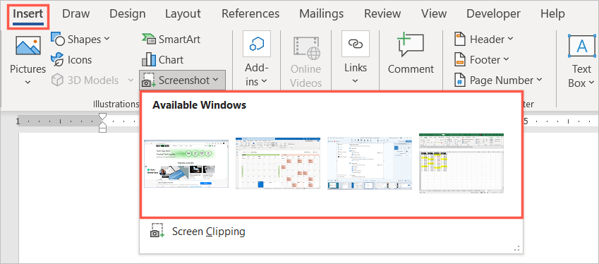 How to Use the Microsoft Word Screenshot Tool image 2