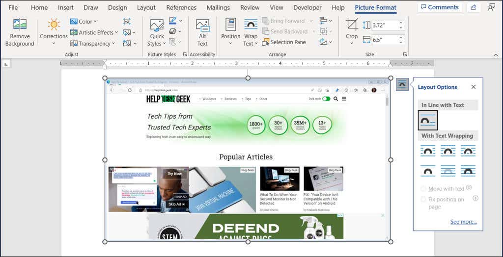 How to Use the Microsoft Word Screenshot Tool image 3