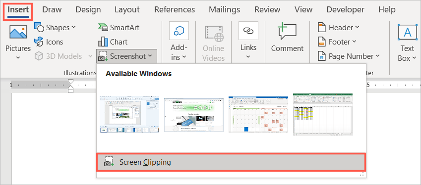 How to Use the Microsoft Word Screenshot Tool image 4