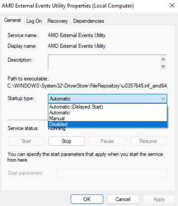 Amd external events utility что это за служба в виндовс 10