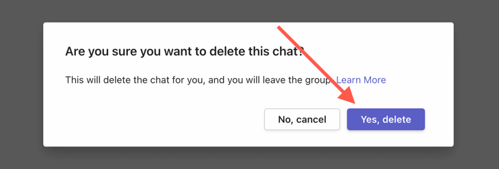 How to delete a chat in MY Personal Teams Free that I am not a