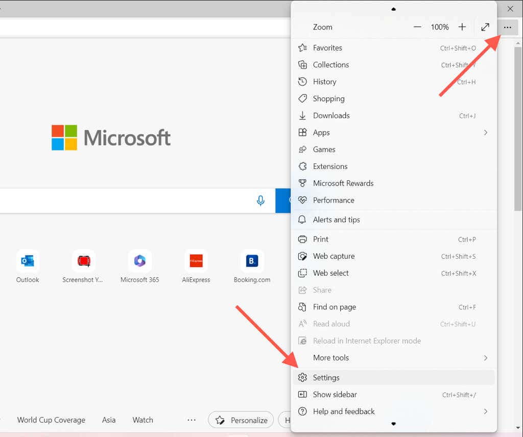 ms edge clear cache and cookies