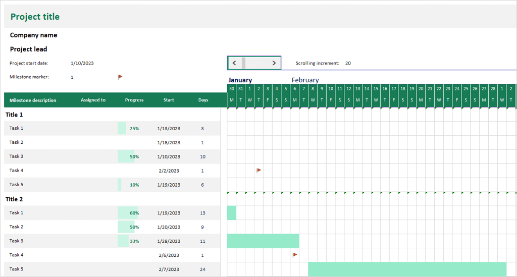 project management template for excel