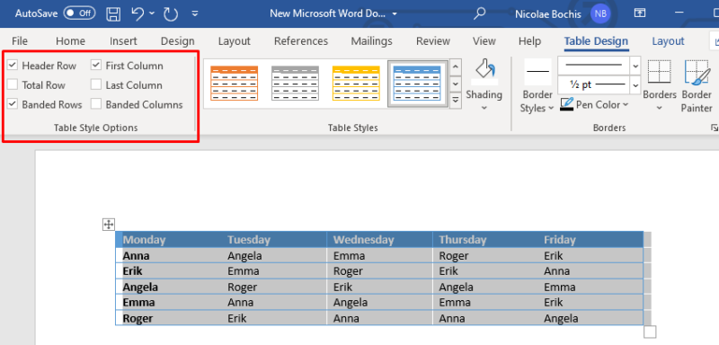 How To Color Table In Word