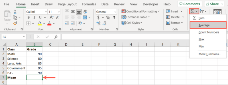 How to Find and Calculate Mean in Microsoft Excel