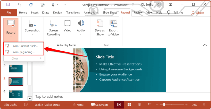 how to record a presentation in ppt