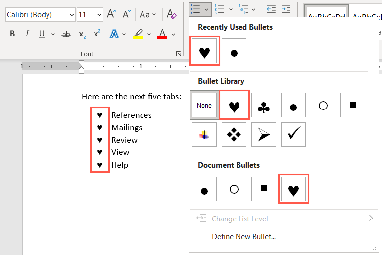 Using Bullet Points In Word