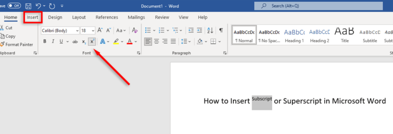 How to Insert Superscript and Subscript in Microsoft Word