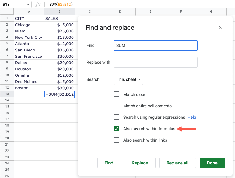 How to Use Find and Replace in Google Sheets - 50