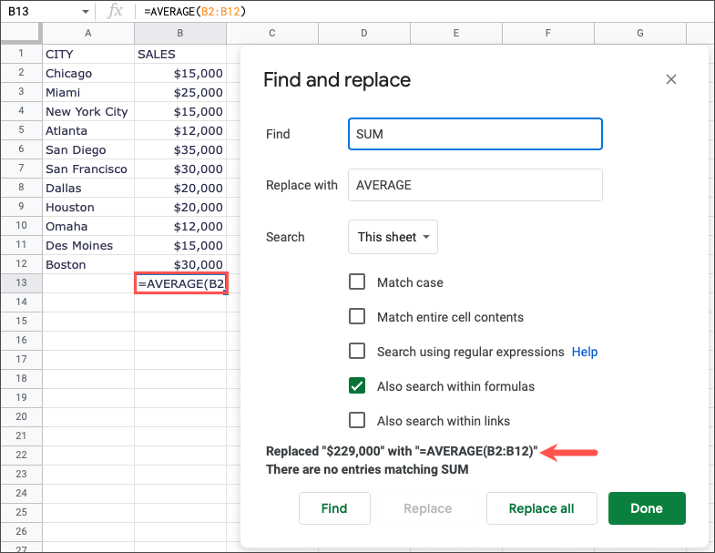 How to Use Find and Replace in Google Sheets - 58