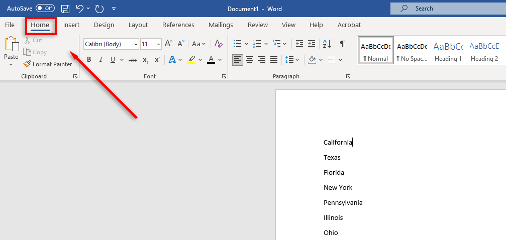 how to alphabetize in word