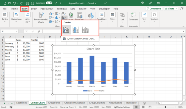 How to Create a Combo Chart in Microsoft Excel