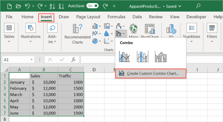 How To Create A Combo Chart In Microsoft Excel 5912