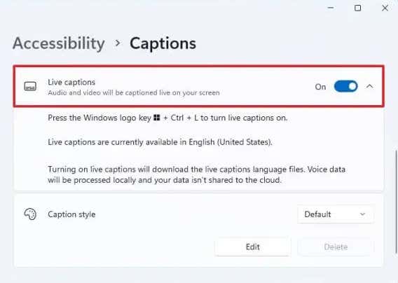 How To Enable And Turn Off Live Caption In Windows