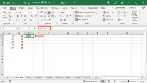 How to Compare Two Columns in Microsoft Excel