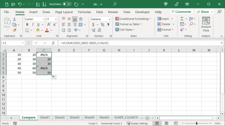 How to Compare Two Columns in Microsoft Excel