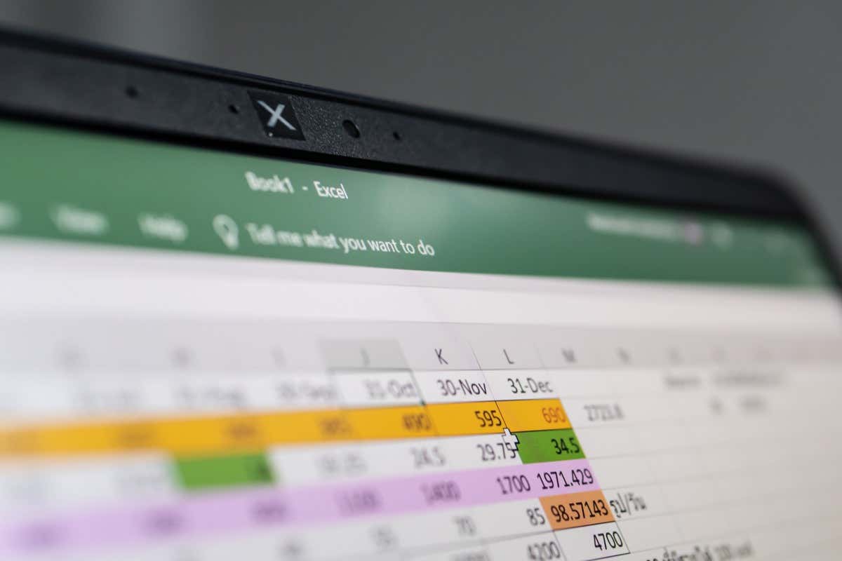 Close-up of an Excel spreadsheet displaying colorful data analysis, emphasizing image.