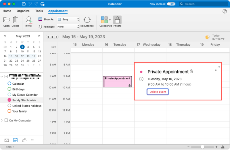 How to Hide Calendar Details in Microsoft Outlook