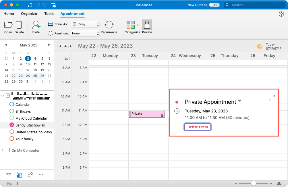 How to Hide Calendar Details in Microsoft Outlook - 2