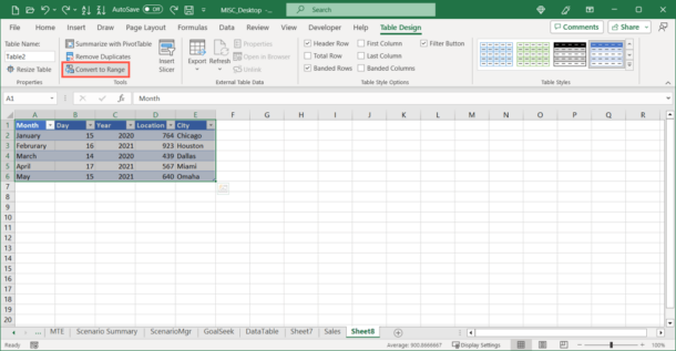 How to Delete or Remove a Table in Microsoft Excel