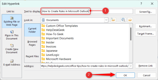 How to Rename a Hyperlink in Microsoft Outlook image 2