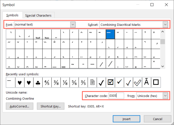 how-to-type-the-x-bar-symbol-in-microsoft-word