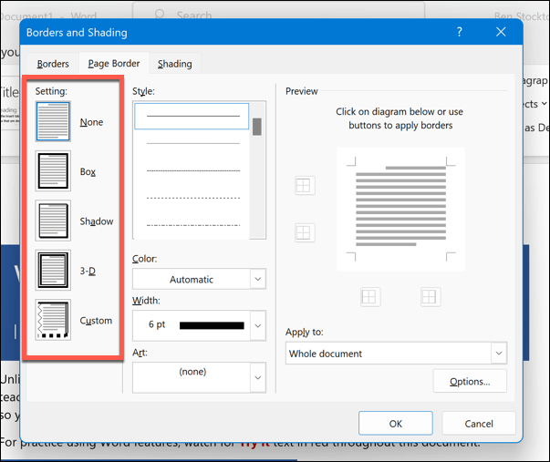 Creating Custom Page Borders