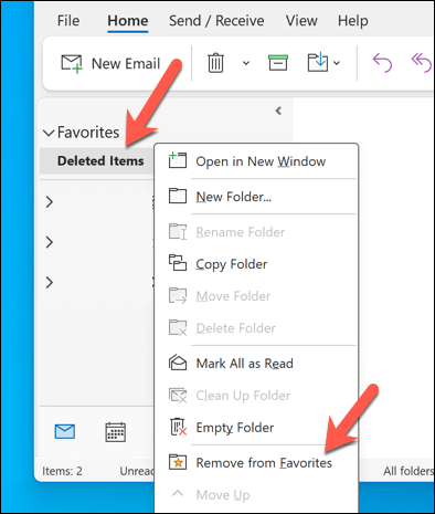 How to Remove Favorites Folders in Microsoft Outlook image 7