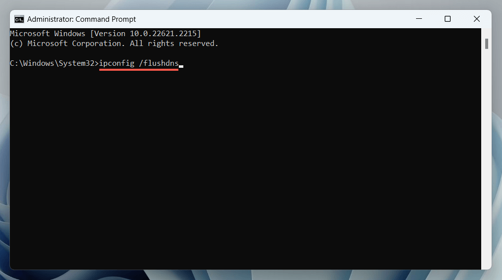 running ipconfig /fushdns in command prompt
