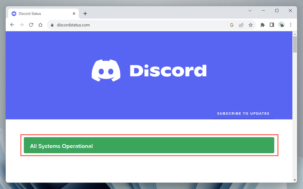 Discord status page