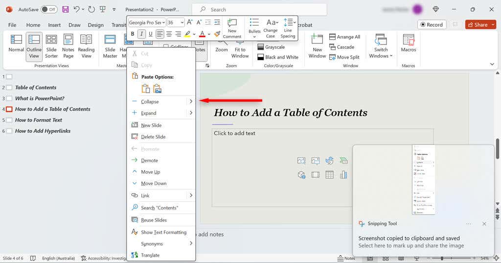 How to Create a Table of Contents in PowerPoint image 4