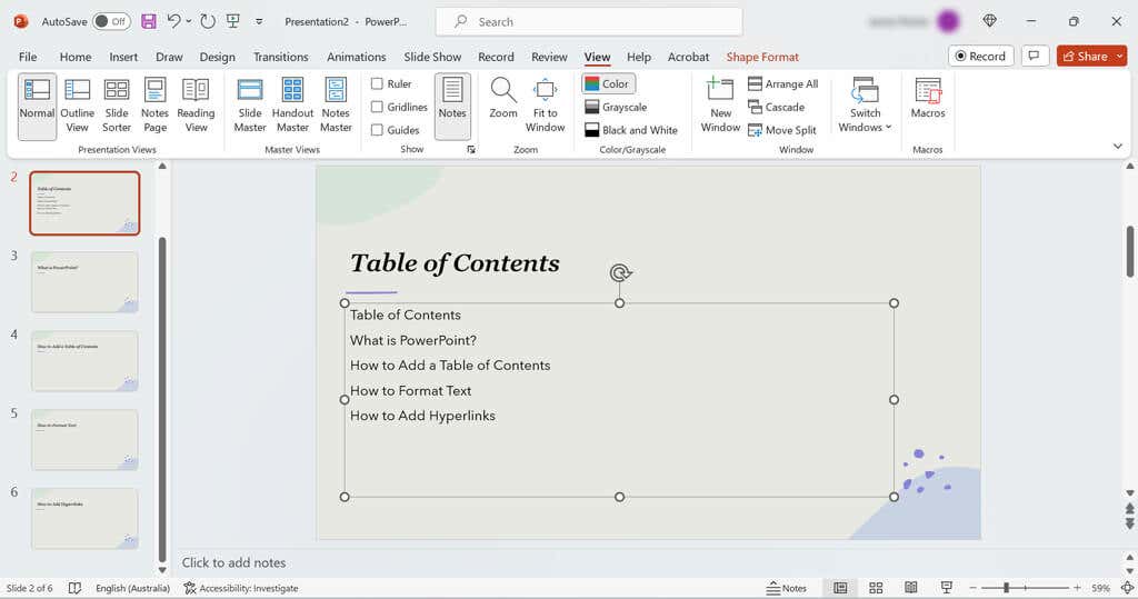 How to Create a Table of Contents in PowerPoint image 6