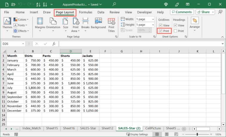 How to Print Excel Worksheets with Gridlines