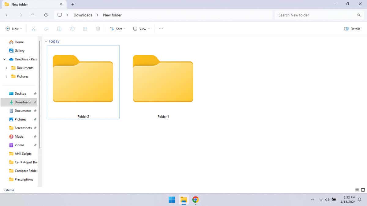 Two yellow folders are displayed on a computer screen's file explorer