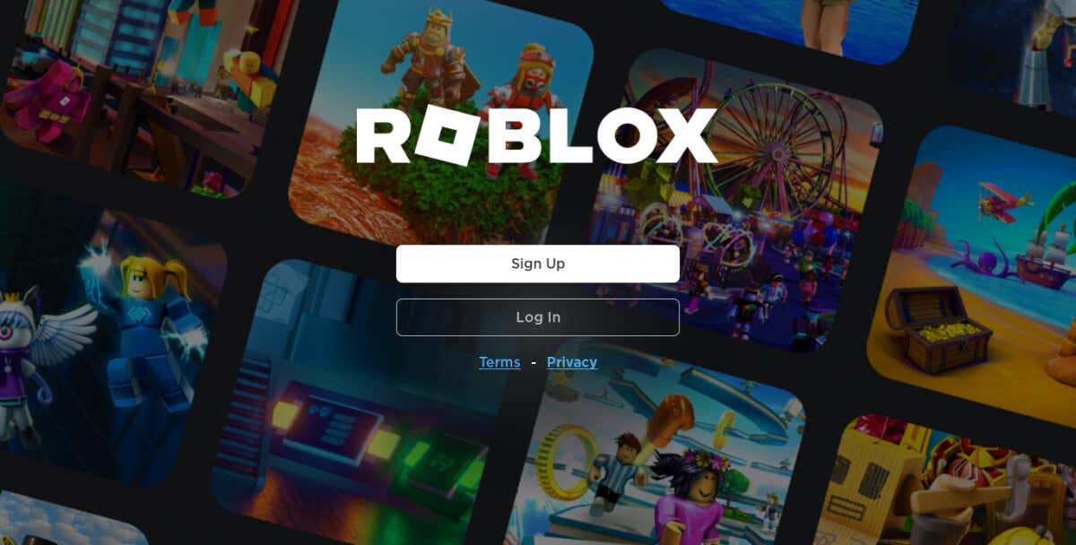 Roblox login screen