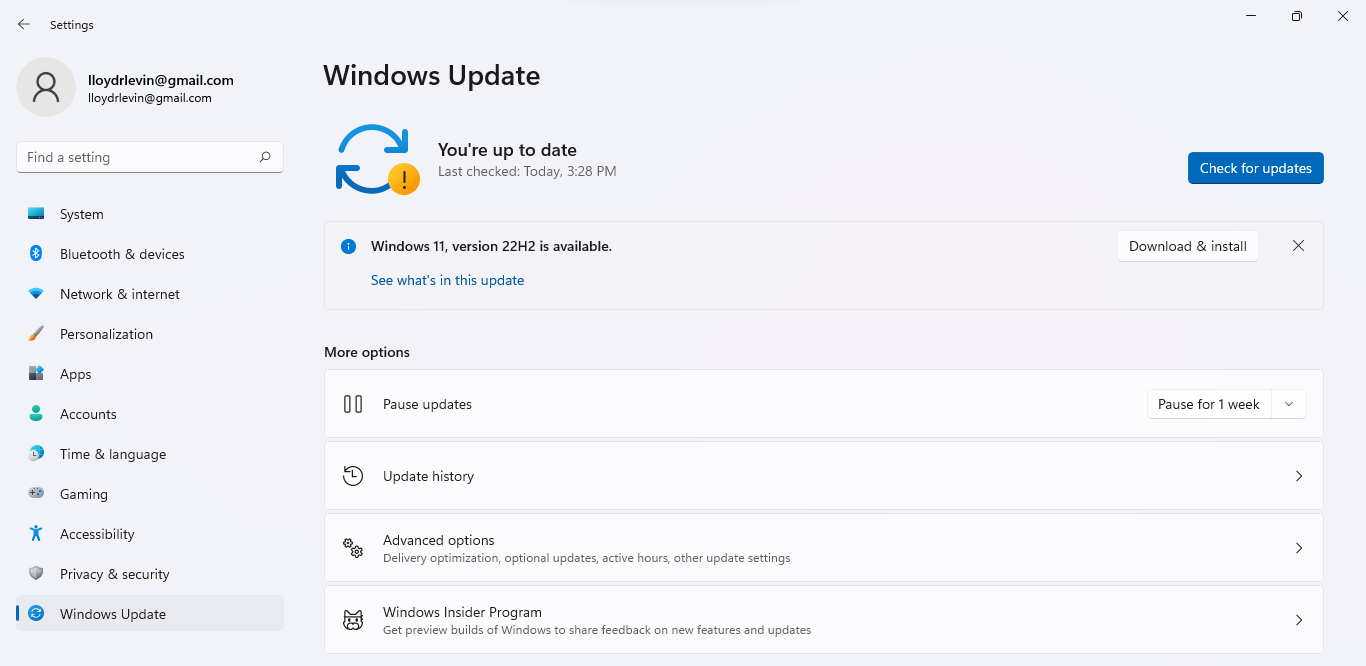 Windows Update window