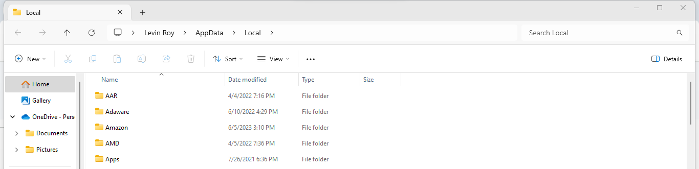 Localappdata folder