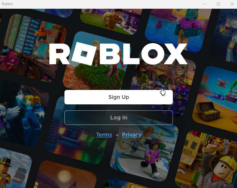 Roblox login screen