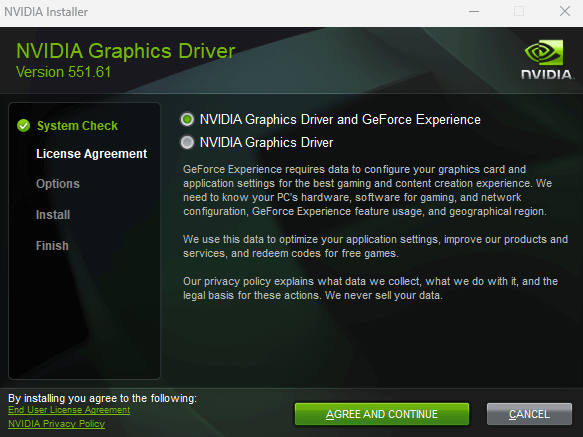 Nvidia graphics driver installation