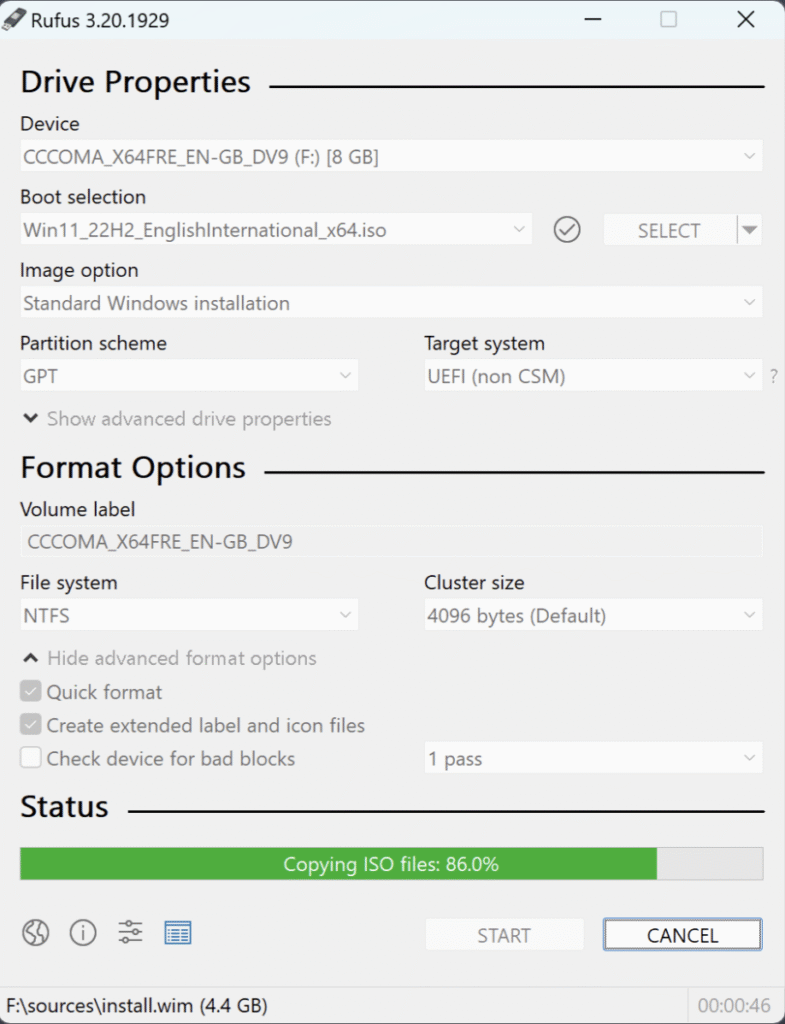 rufus setup screen