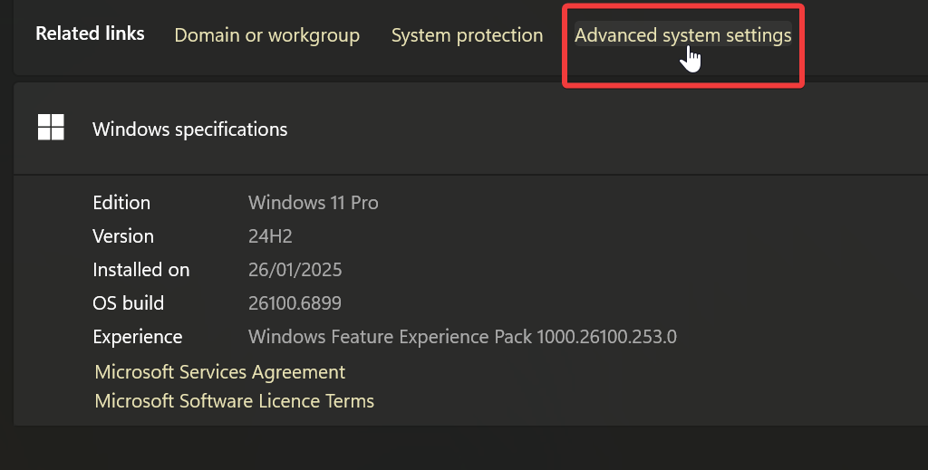 advanced system settings