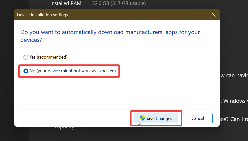 disable automatic driver updates in windows