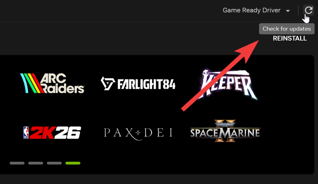 check for driver updates in nvidia app